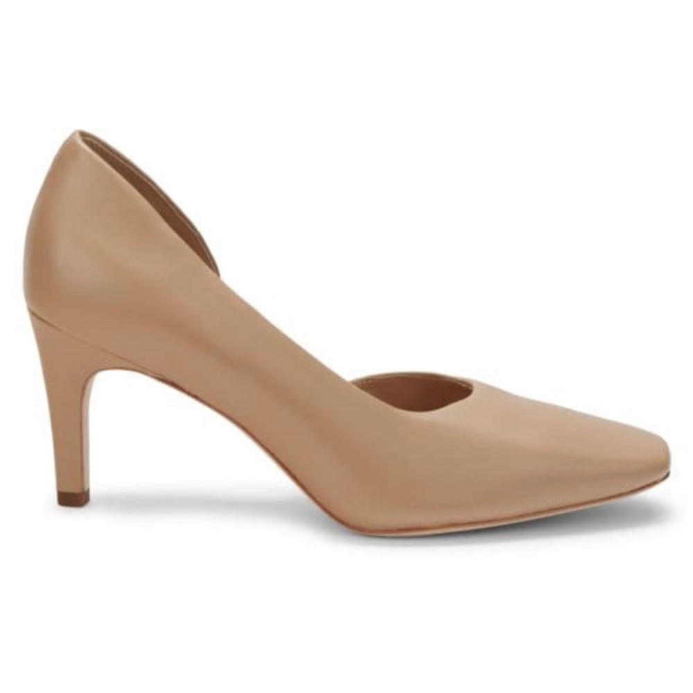 $350 - VINCE Tiana Square Toe Leather Pump in Tan Size 7.5 new